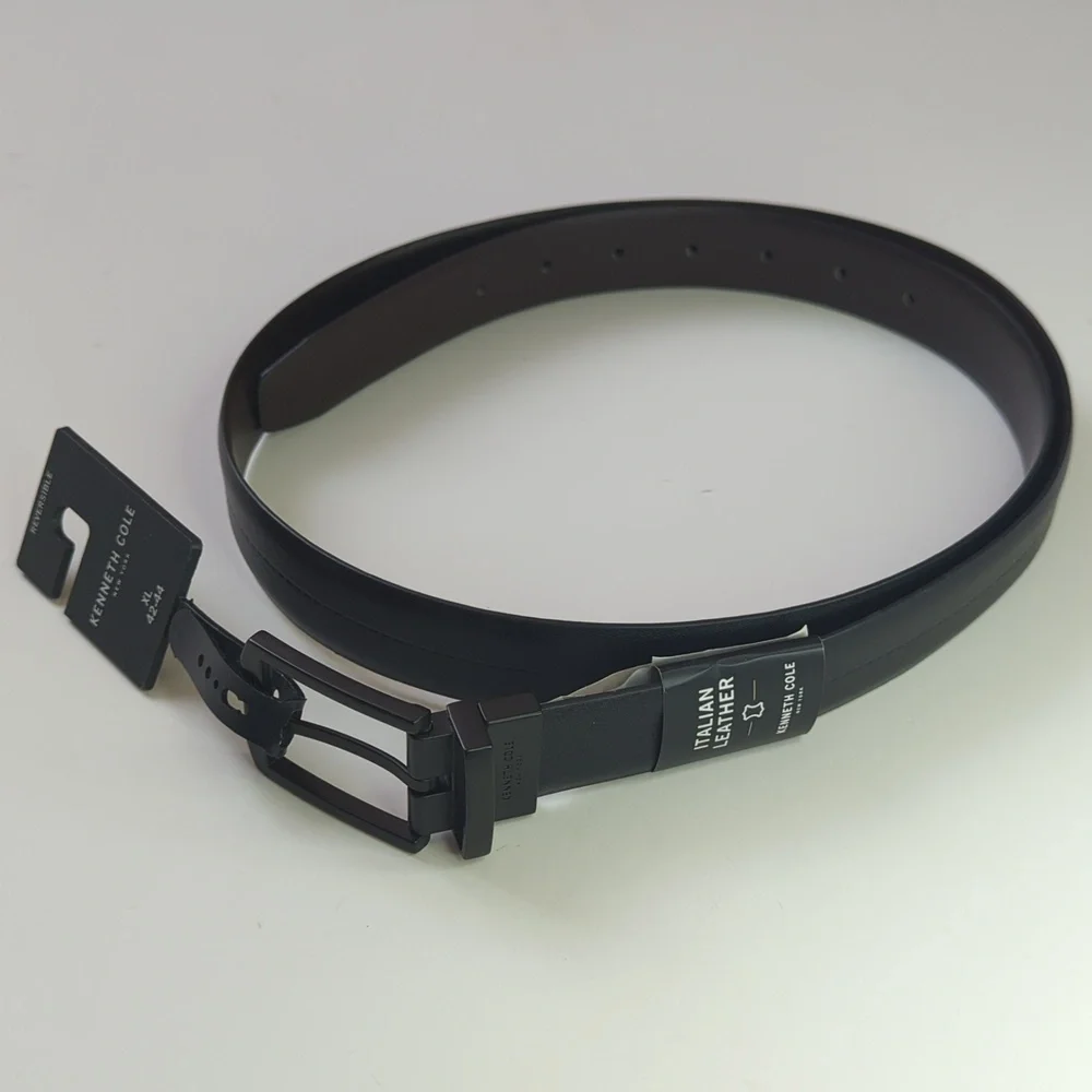 Kenneth Cole Classic Reversible Genuine Italian Leather Belt Black Brown XL